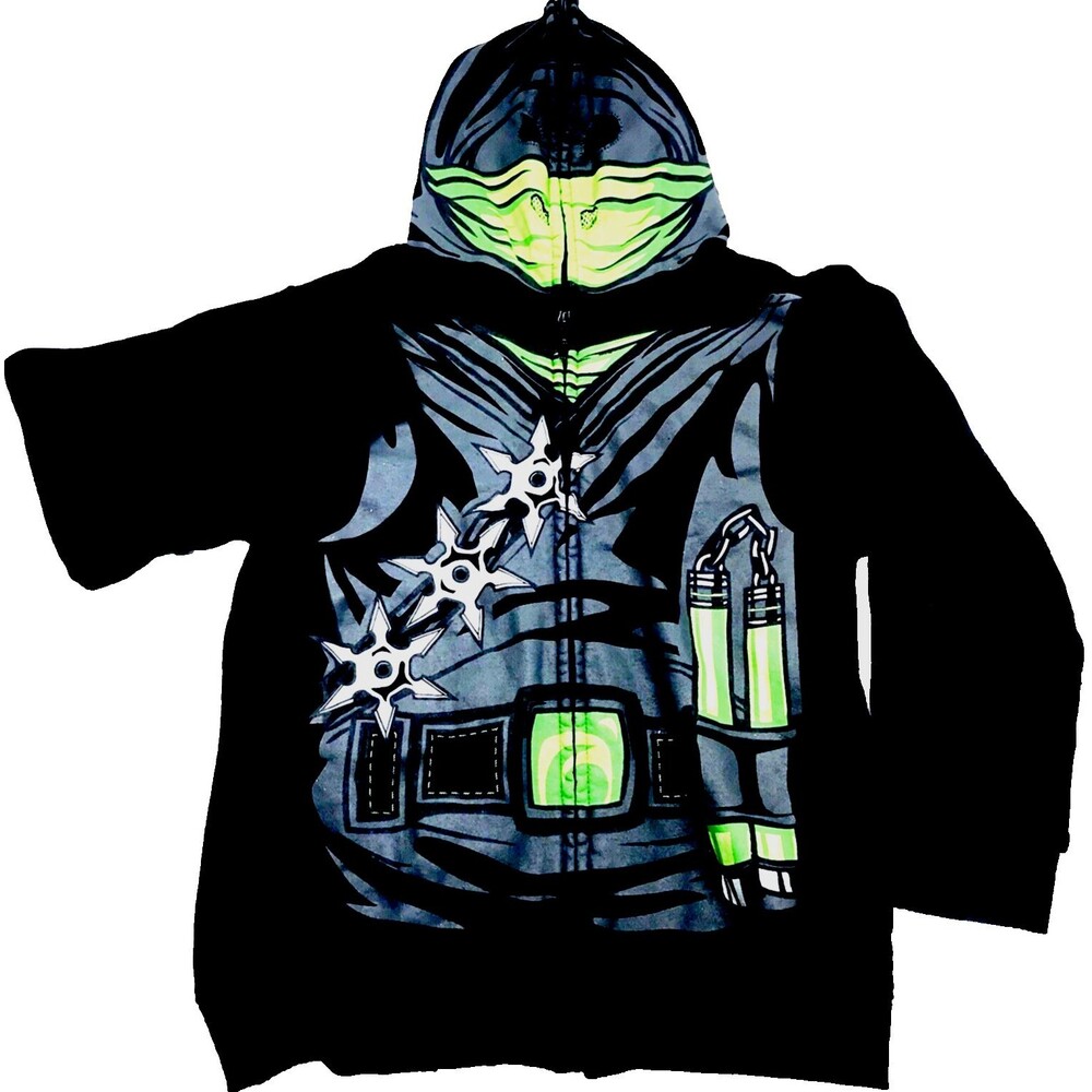 Ninja Hoodie Zip Over Face Sweatshirt Costume Four Seasons FSD M Youth Black